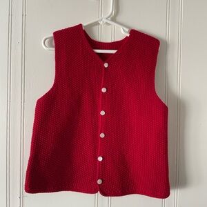 Cozy Red Kids Knit Vest - Girls